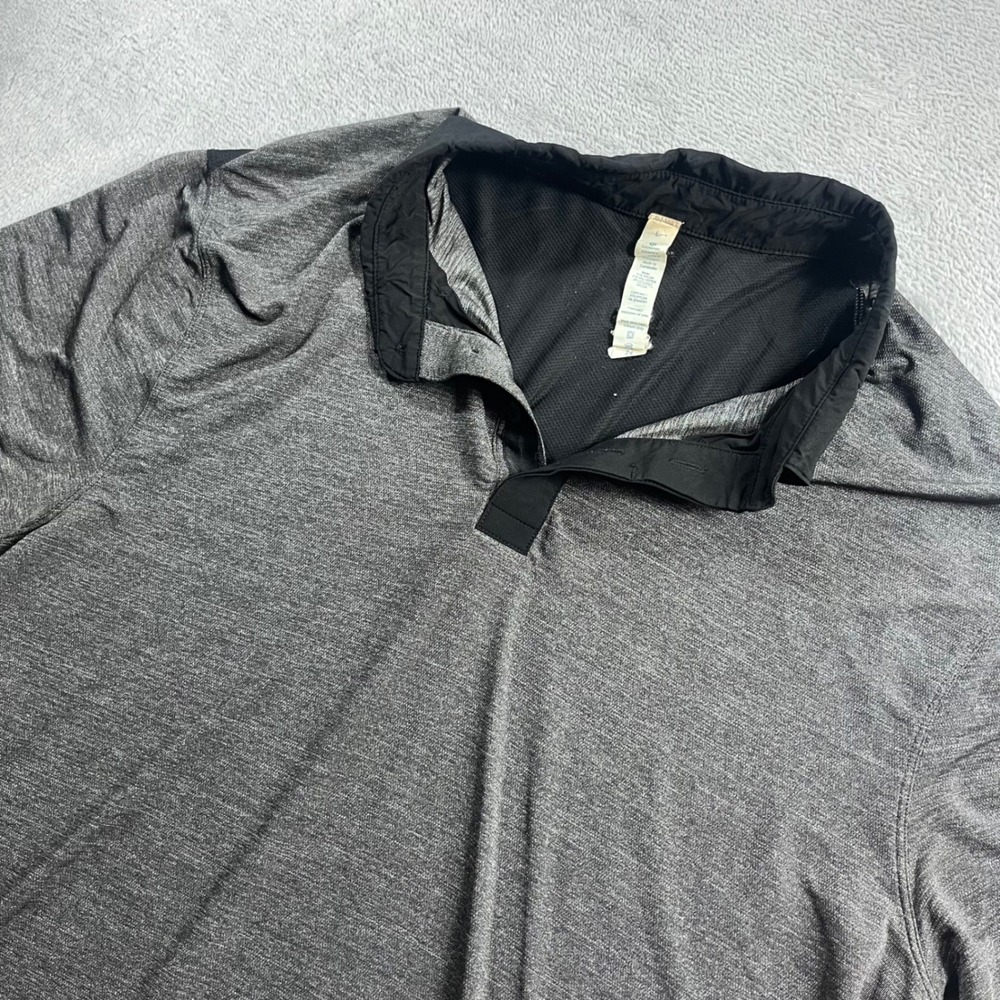 Lululemon Metal Vent Tech Polo Shirt Mens Large Gray Short Sleeve Golf Training